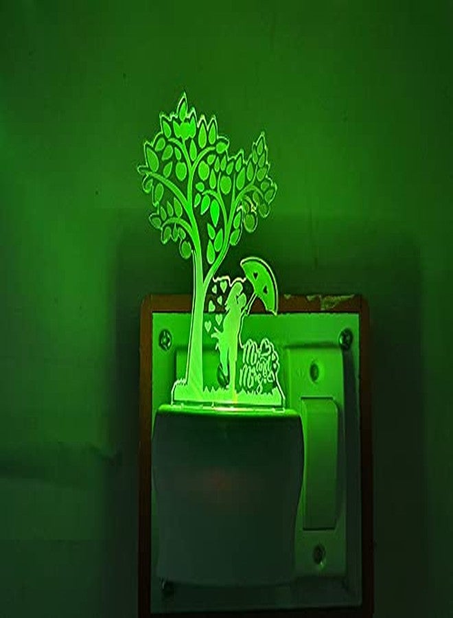 UKANI 7 Colour Changing 3D Illusion Love Couple with Umbrella Under Tree Design Night Lamp (Multicolour, 3 Inch) - Image 4