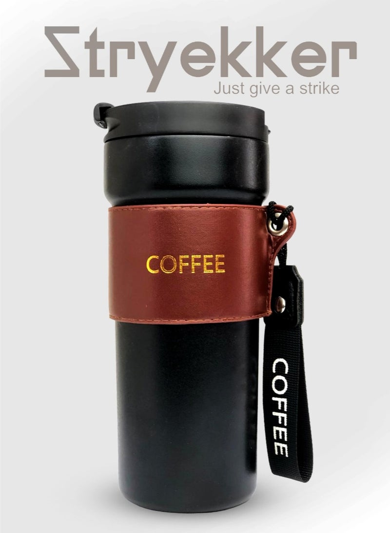 Stryekker Stylish Black Coffee Mug with Luxurious Leather Wrap - Image 5