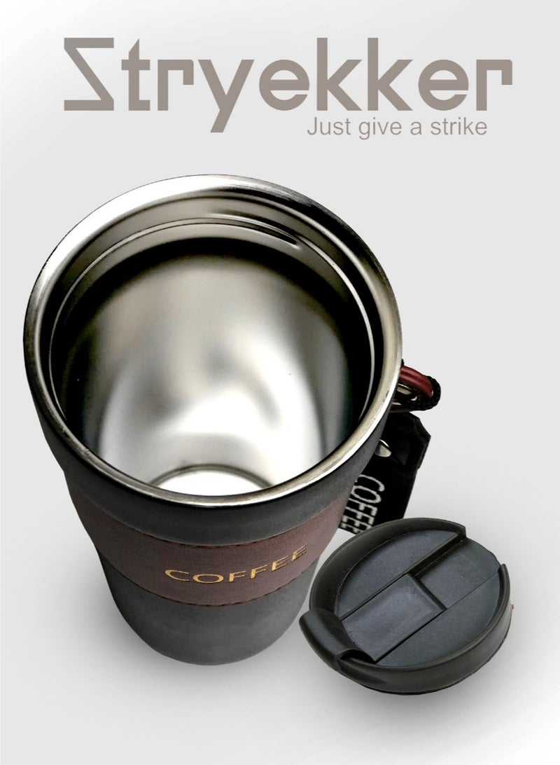 Stryekker Stylish Black Coffee Mug with Luxurious Leather Wrap - Image 3