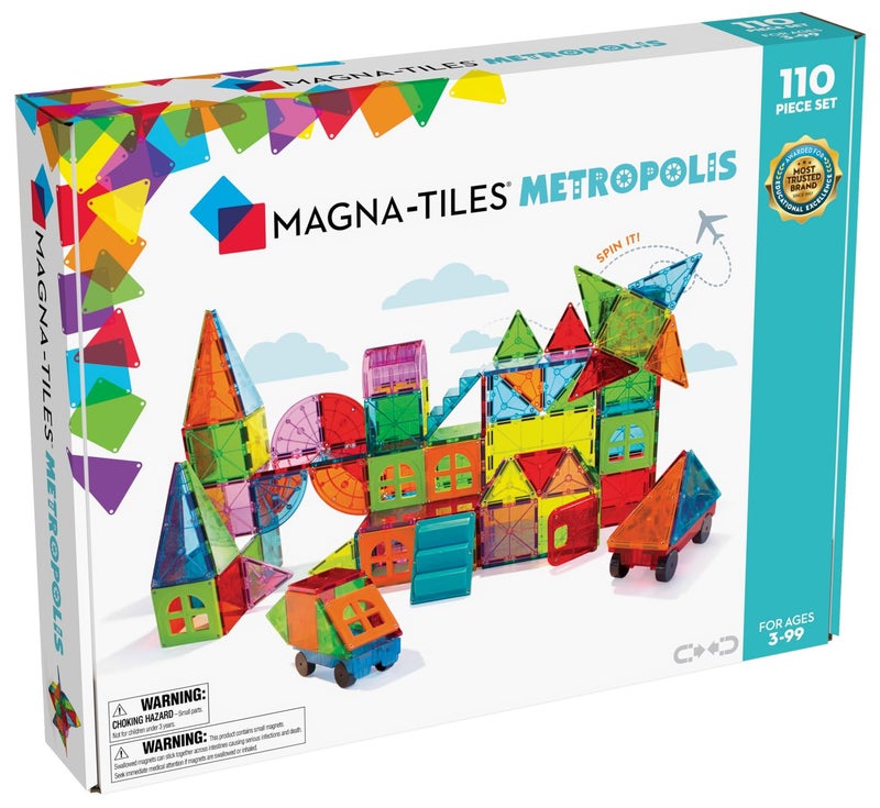 MAGNA-TILES Metropolis 110-Piece Magnetic Construction Set, The ORIGINAL Magnetic Building Brand - Image 1