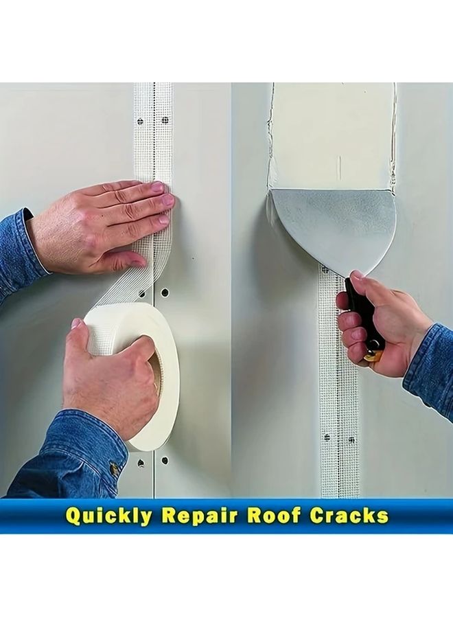 White Glass Fiber Self Adhesive Mesh Tape 1181.1 Inch Wall Crack Repair Thermal Insulation - Image 3