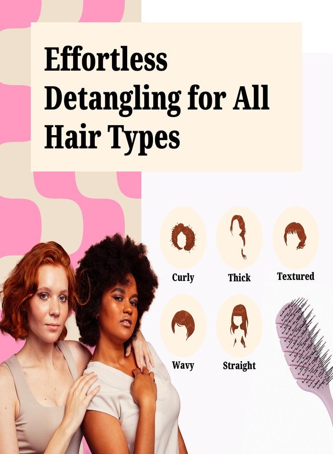 Farenheit Tangols Soft Detangling Hair Brush - Soft Hair Brush for Kids & Adults with Ultra-Soft Anti Knot Nylon Bristle, Eco-Friendly Tangle-Free Styling for Dry, Wet, Curly & for All Hair Types(Pink) - Image 2