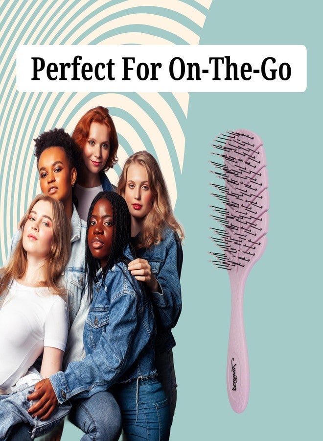 Farenheit Tangols Soft Detangling Hair Brush - Soft Hair Brush for Kids & Adults with Ultra-Soft Anti Knot Nylon Bristle, Eco-Friendly Tangle-Free Styling for Dry, Wet, Curly & for All Hair Types(Pink) - Image 4