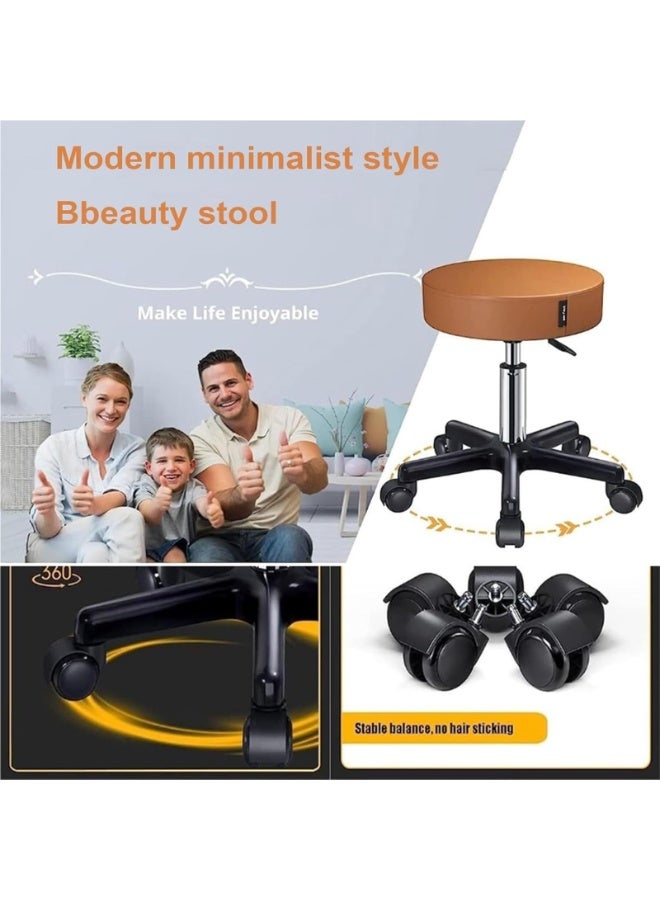 كرسي دوار، كراسي دوارة من جلد البولي يوريثان، مقعد مبطن فائق النعومة، كراسي دوارة بعجلات ومسند للقدمين، تدور 360 درجة، كرسي وشم مكتب العمل (أسود) - Image 5