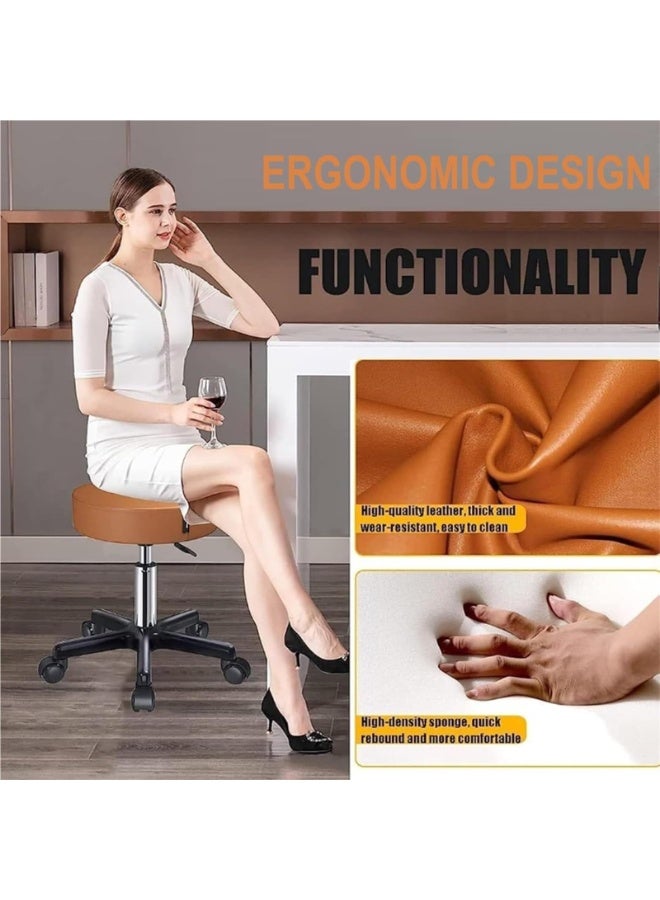 كرسي دوار، كراسي دوارة من جلد البولي يوريثان، مقعد مبطن فائق النعومة، كراسي دوارة بعجلات ومسند للقدمين، تدور 360 درجة، كرسي وشم مكتب العمل (أسود) - Image 4