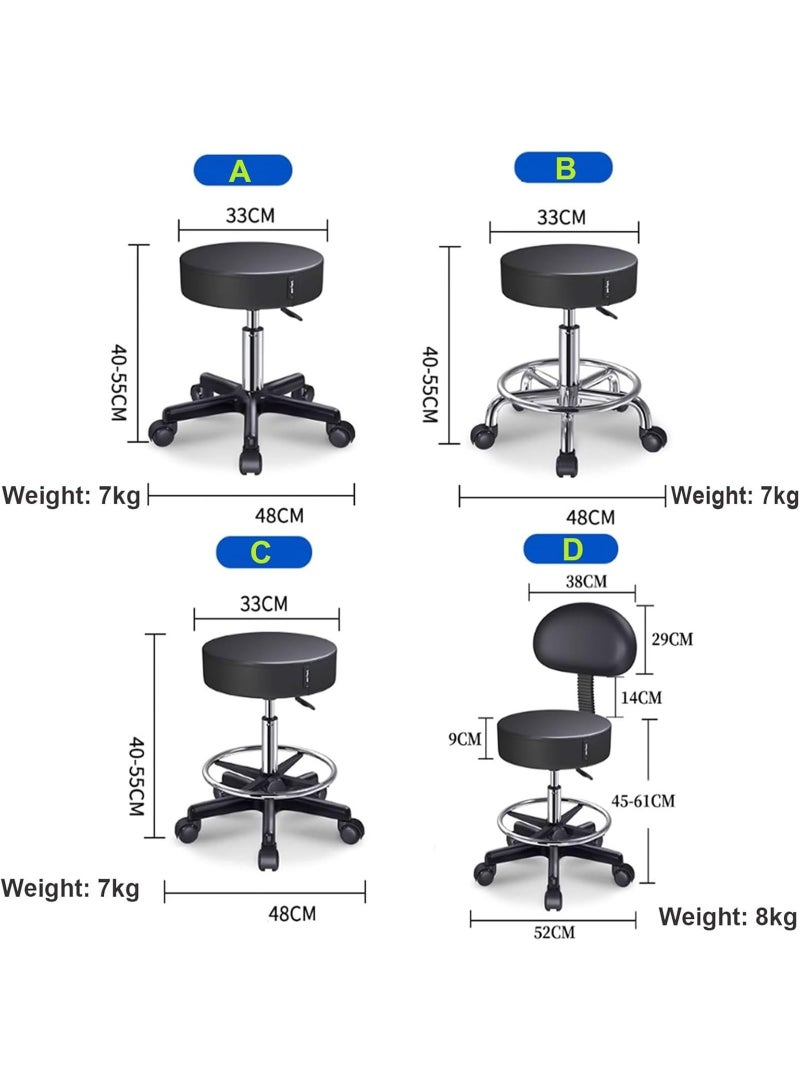 كرسي دوار، كراسي دوارة من جلد البولي يوريثان، مقعد مبطن فائق النعومة، كراسي دوارة بعجلات ومسند للقدمين، تدور 360 درجة، كرسي وشم مكتب العمل (أسود) - Image 2