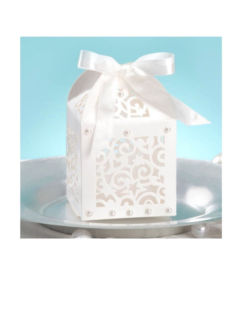 David Tutera Laser Cut Favor Box with Ribbon Tie Cream - Image 1