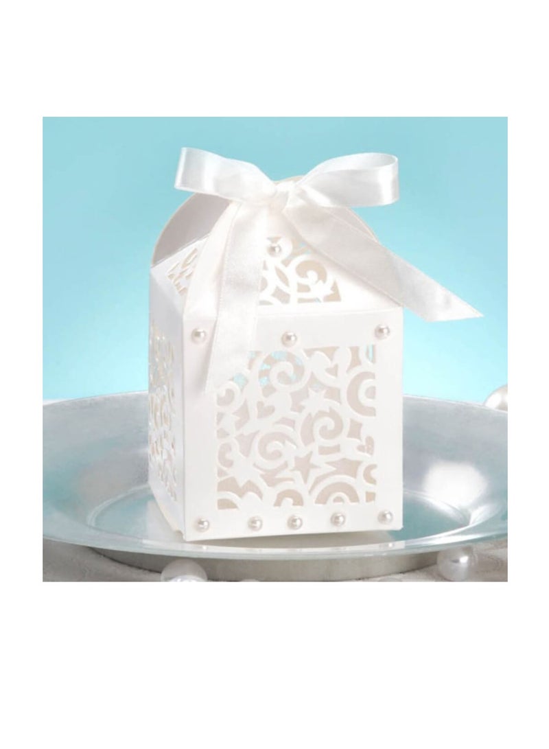 David Tutera Laser Cut Favor Box with Ribbon Tie Cream - Image 2