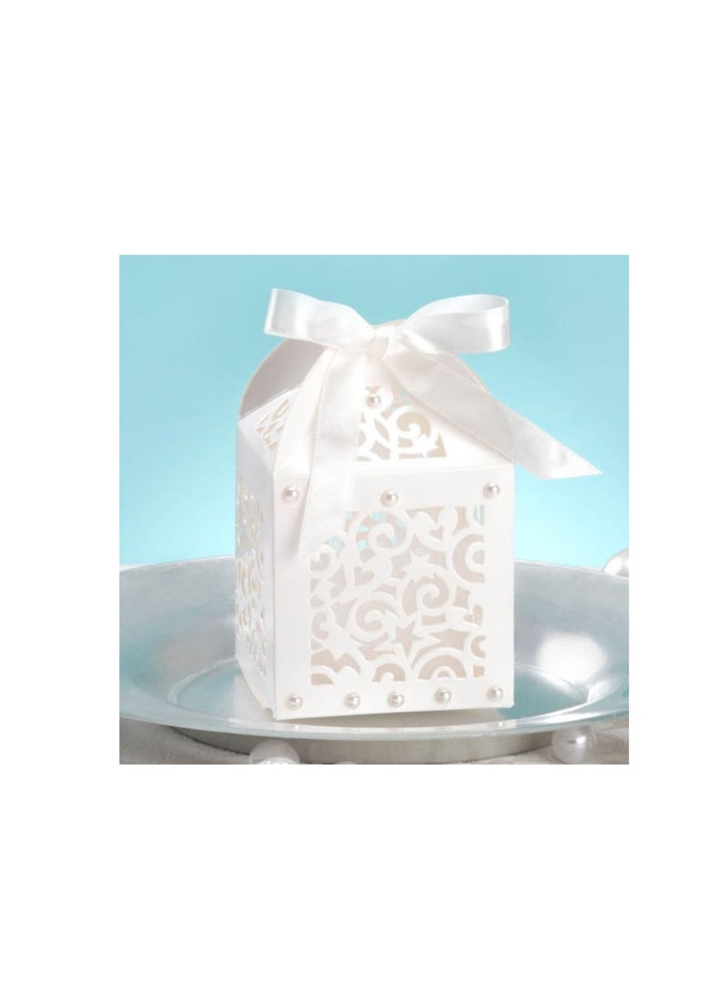 David Tutera Laser Cut Favor Box with Ribbon Tie Cream - Image 3