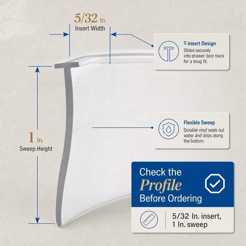 Prime-Line M 6211 Shower Door Bottom Sweep, 36 In. x 1 In. Vinyl Strip, Clear - Image 4