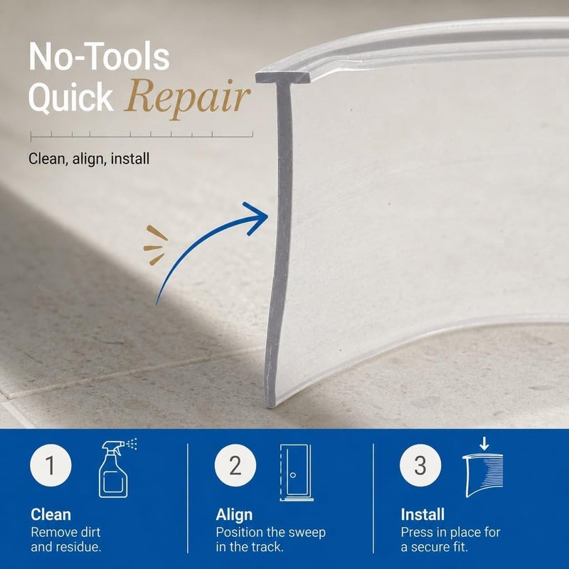 Prime-Line M 6211 Shower Door Bottom Sweep, 36 In. x 1 In. Vinyl Strip, Clear - Image 5