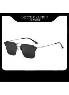Men with Degree Driving Special Vintage Sun Eyewear Half Frame Myopia Glasses Sunglasses Anti Strong Light Anti UV Sunglass Gg-Lenses Color:Black silver-Frame Color:-250