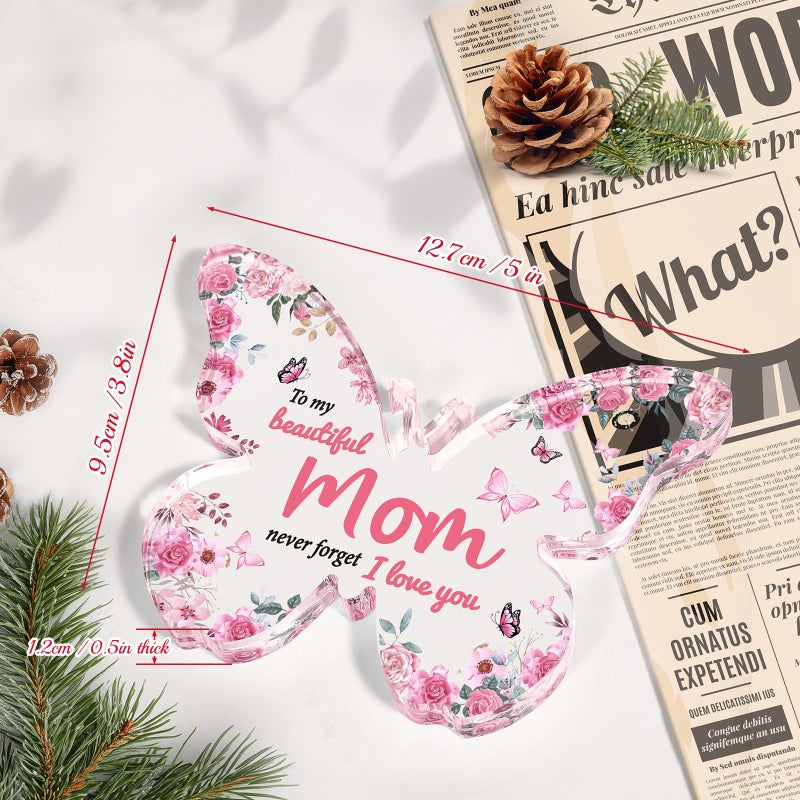 Eletorot Mothers Day Gifts for Mom from Daughter Son: Eletorot Unique Birthday Gifts, Butterfly-Shaped Acrylic Keepsake Decorations, 5x3.8 inch Valentines Day Presents Ideas for Love Mom Grandma Wife - Image 5