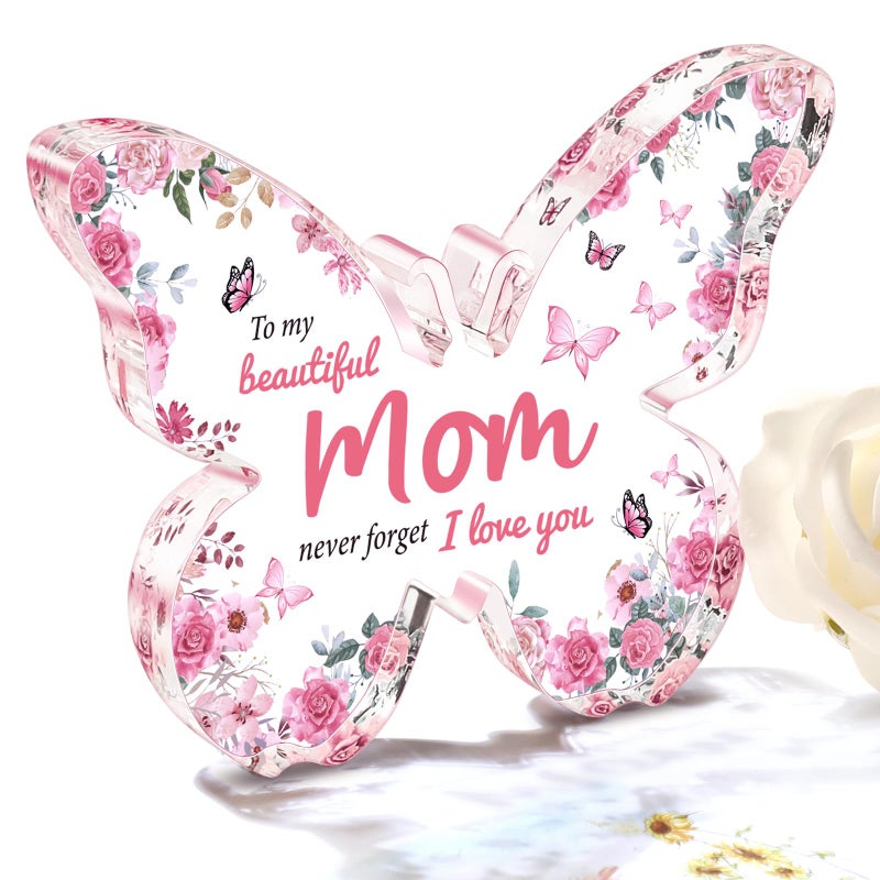 Eletorot Mothers Day Gifts for Mom from Daughter Son: Eletorot Unique Birthday Gifts, Butterfly-Shaped Acrylic Keepsake Decorations, 5x3.8 inch Valentines Day Presents Ideas for Love Mom Grandma Wife - Image 1