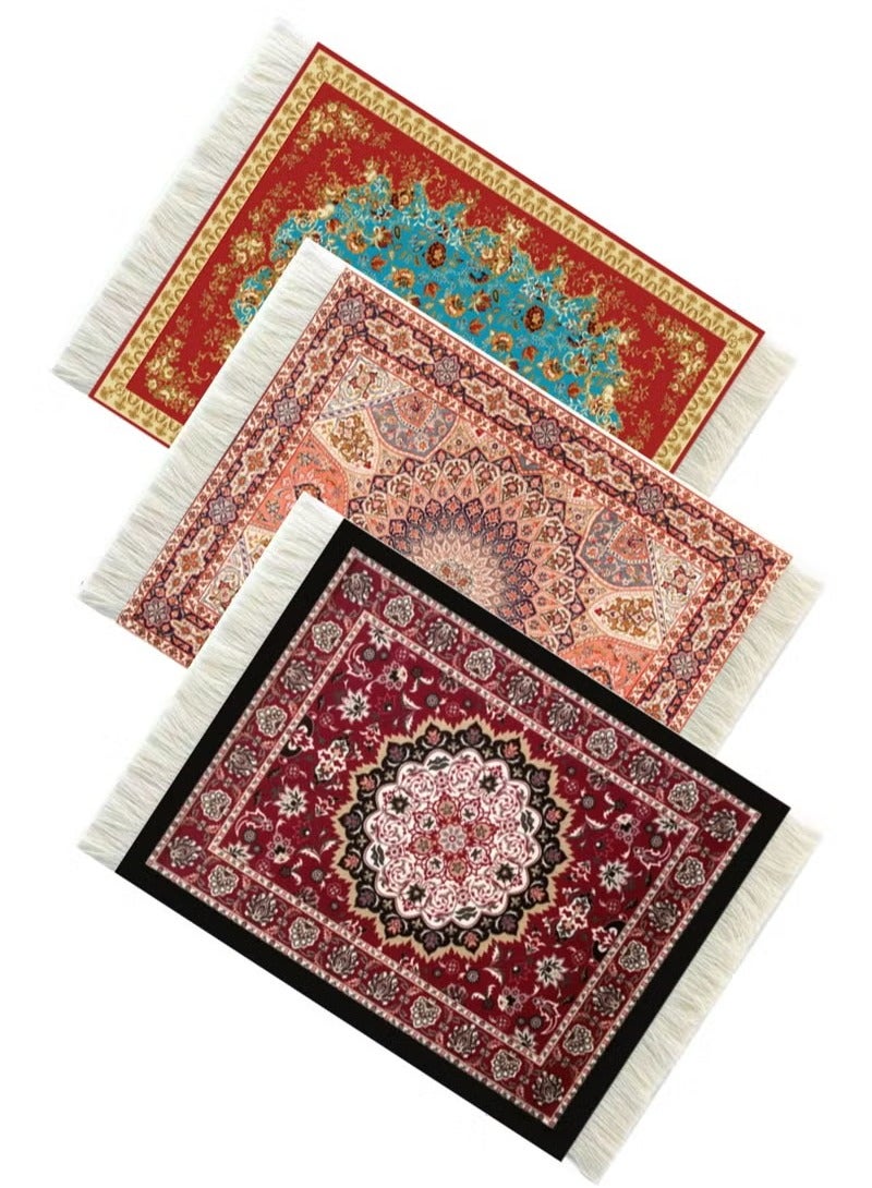 3 Pieces Coffee Mat Coffee Cup Mat Coffee Mug MatTable Mat Mouse Pad Rubber Rectangle 26.5x18x0.5 cm - Image 1