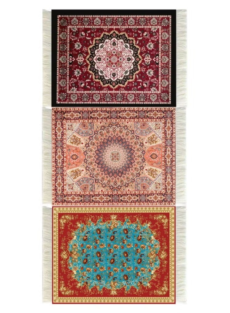 3 Pieces Coffee Mat Coffee Cup Mat Coffee Mug MatTable Mat Mouse Pad Rubber Rectangle 26.5x18x0.5 cm - Image 2