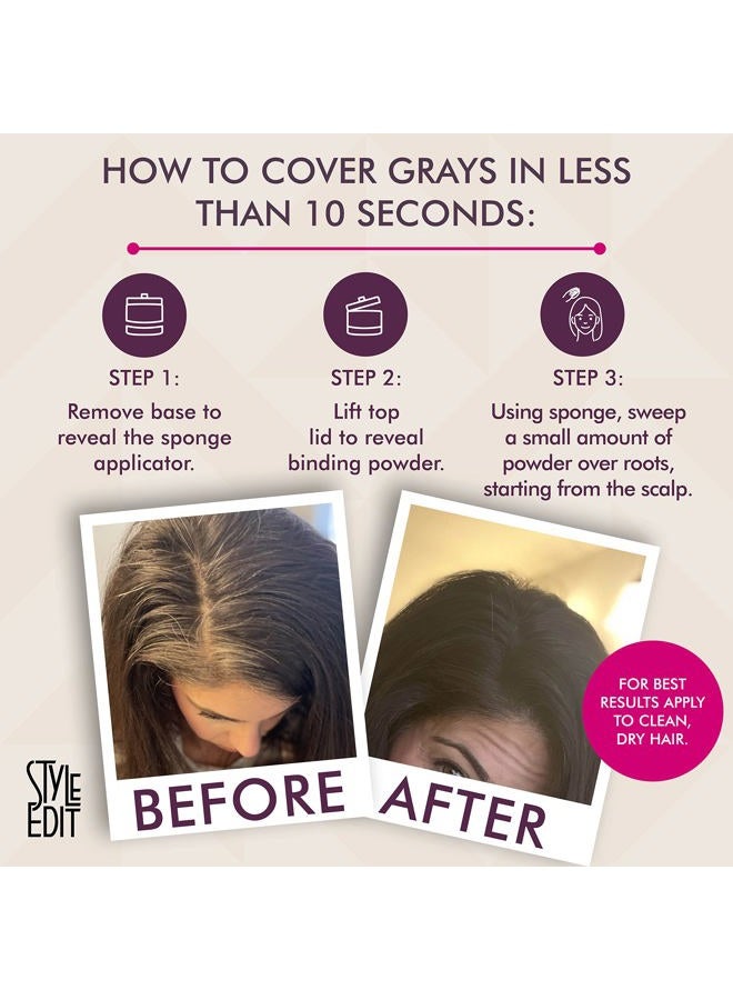 STYLE EDIT Root Touch Up Powder By Style Edit, to Cover Up Dark Roots and Grays Between Salon Visits, Water Resistant, Non-Sticky, Compact And Mess-Free, Black Hair Color (Pack of 3) - Image 5