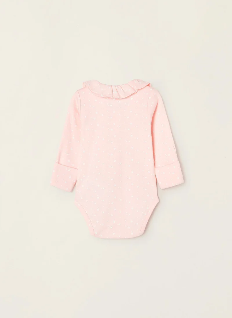 Zippy Zippy Star & Crown Cotton Bodysuit With Integrated Glove For Baby Girls
