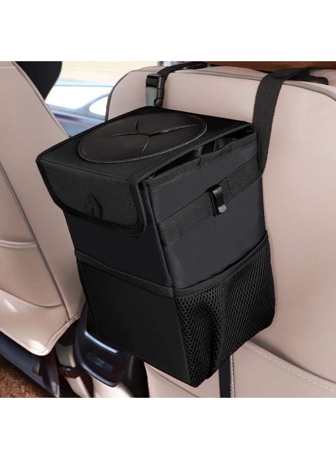Waterproof Car Trash Can Car Trash Can with Lid Collapsible Automotive Truck Organizer and Storage Bag Car Accessories - Image 1