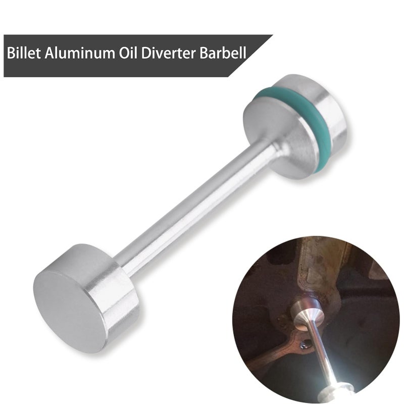 Oil Diverter Barbell: Silver Aluminum With Excellent Durability Corrosion Resistance - Barbell-Shaped Design For Secure Fixation Oil Pickup Tube Hold Down for GM Gen III & IV LS Engines - Image 2