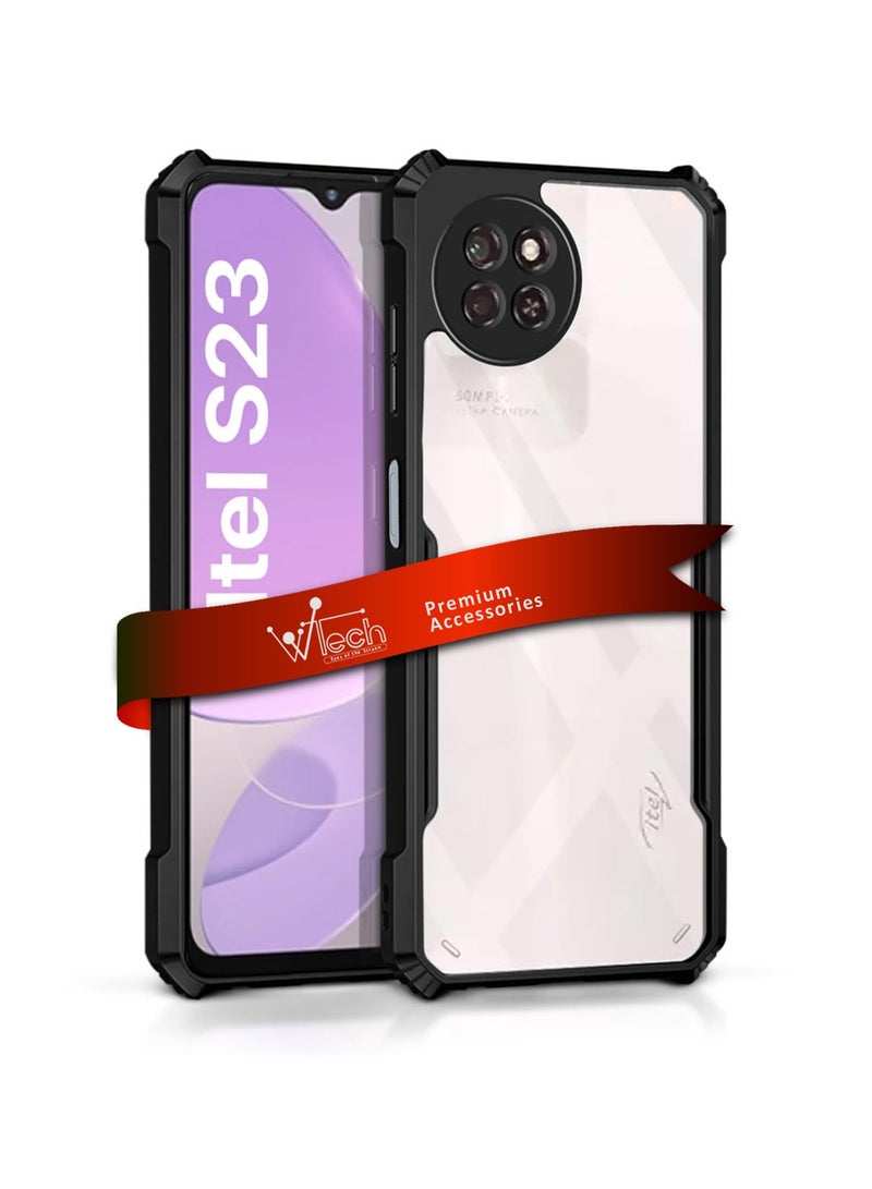 Wtech Itel S23 4G 2023 Hybrid TPU Silicone With Raised Armour Bumpers Slim Case Cover - Black - Image 1