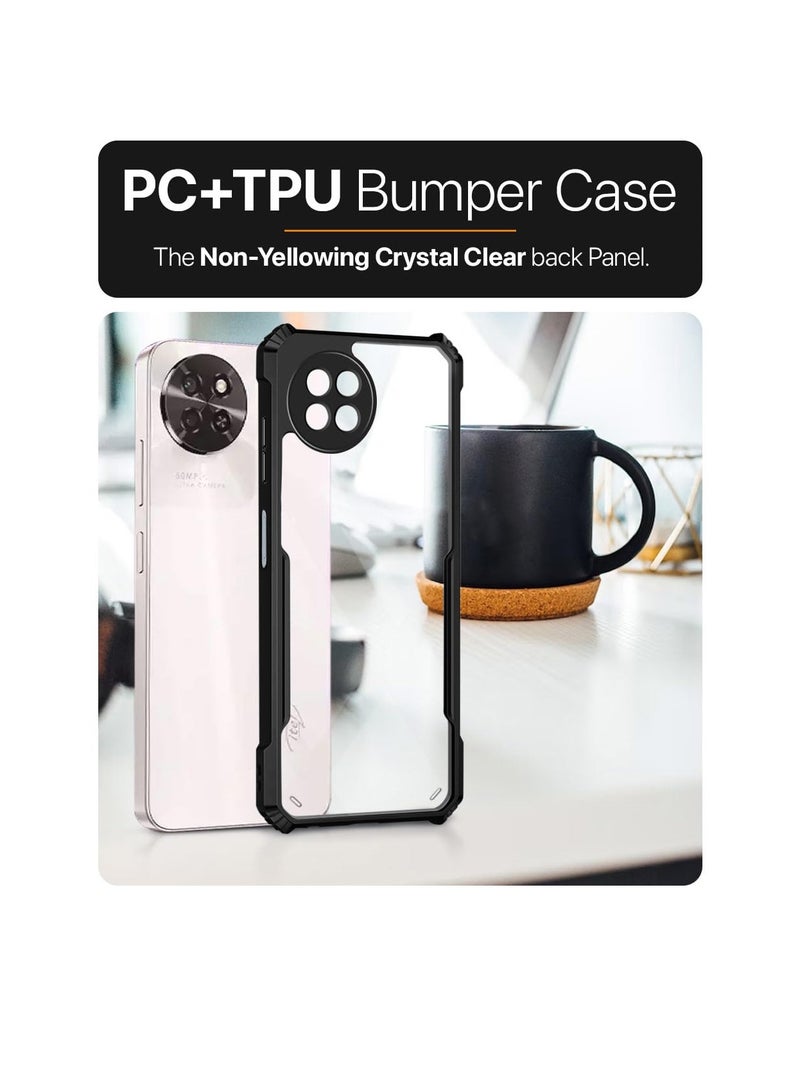 Wtech Itel S23 4G 2023 Hybrid TPU Silicone With Raised Armour Bumpers Slim Case Cover - Black - Image 2