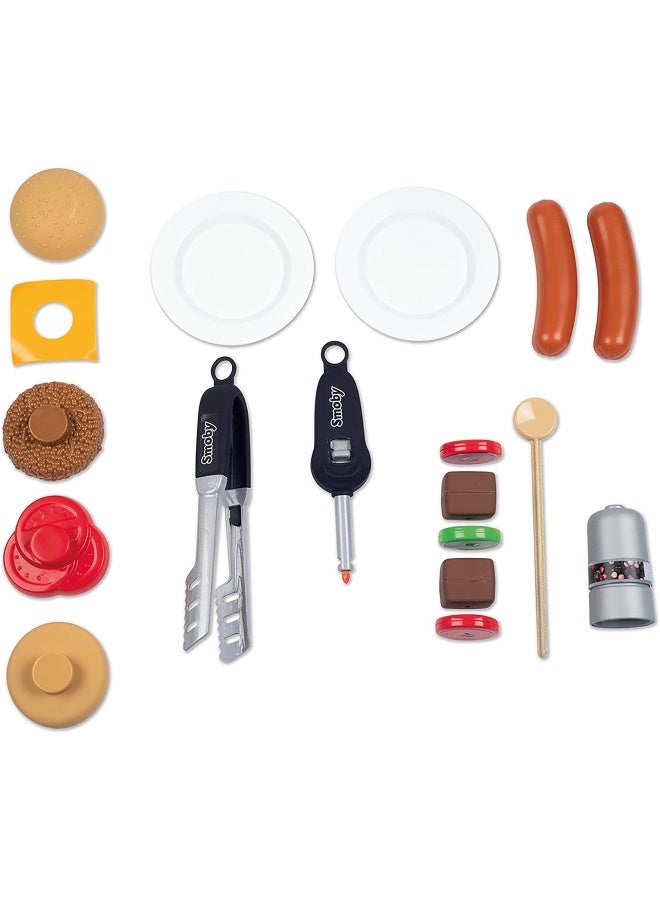 Smoby: Bbq Plancha Grill - Black, 18-Piece Accessory Playset - Realistic Cooking, Turn The Button & See Flames Appear, 19.69X14.57X28.43, Kids Age 3+ - Image 4