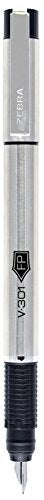 Zebra Pen V-301 Fountain Pen, Stainless-Steel Barrel, Fine Point, 0.7mm, Black Ink, 1-Pack with Refill (48111) - Image 2