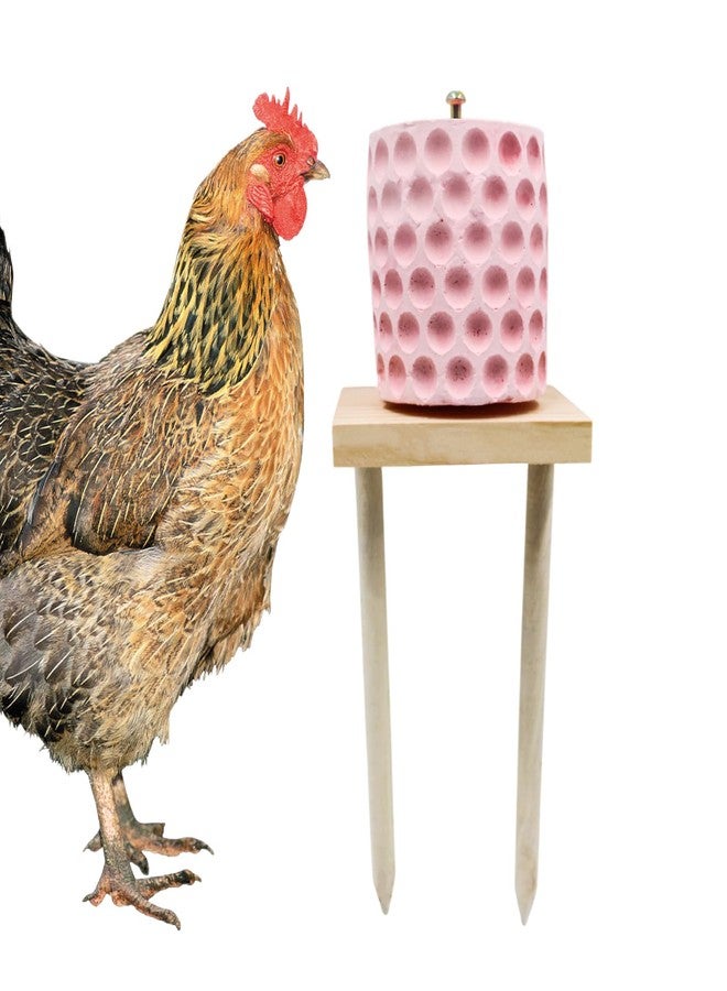 MHLLGN Chicken Coop Accessories, Beak Grinding Calcium Stone with Woodem Stake, Chicken Enrichment Toys, Chicken Coop Toys for Hens, Ducks, Geese, Turkeys, Poultry - Image 1
