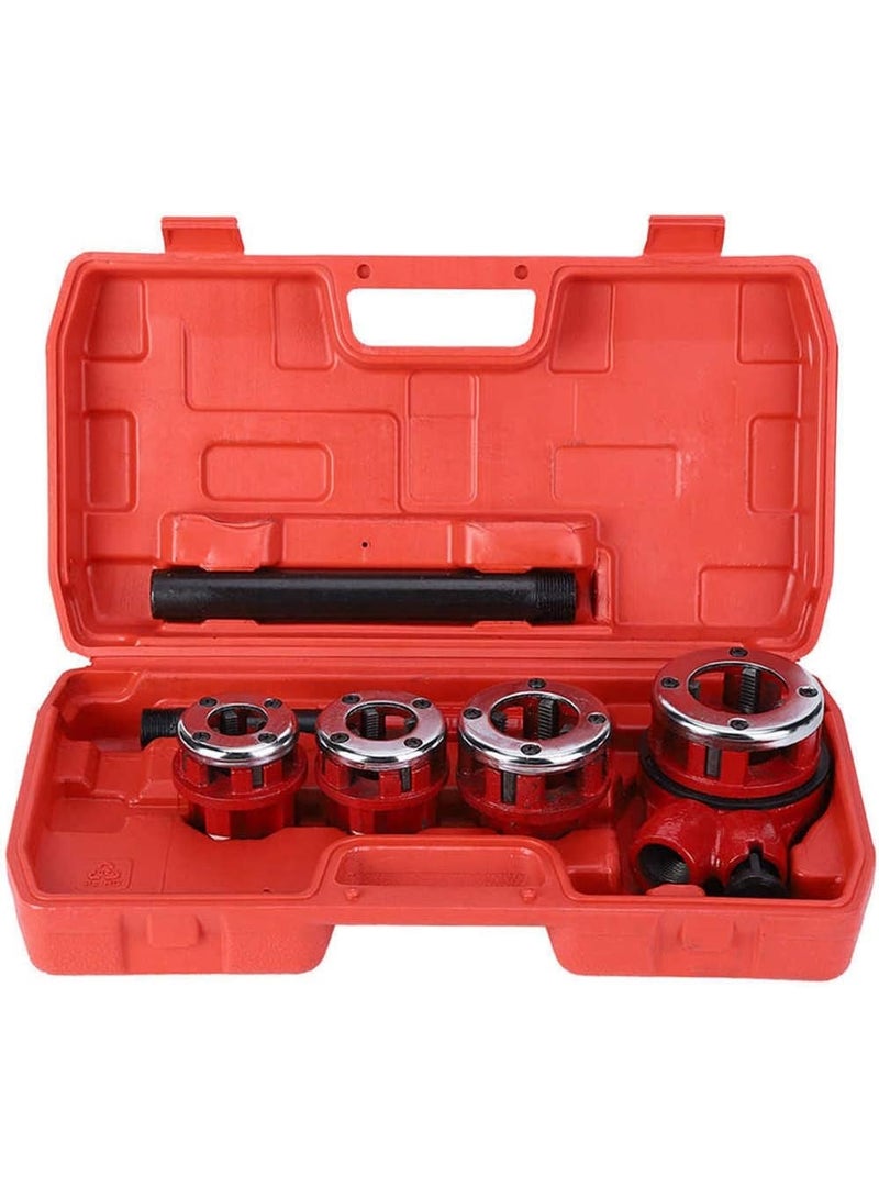 LXB Pipe Threader Kit, 1/2" 3/4" 1" 1-1/4" Pipe Knife Cut Plumbing Shear Threader Tool, Manual Ratchet Plumber Pipe Threading Tool Kit with Portable Storage Case - Image 1