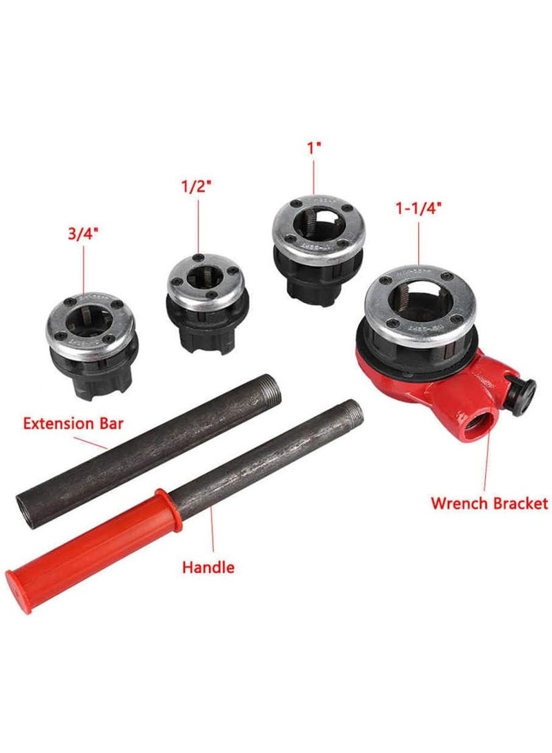 LXB Pipe Threader Kit, 1/2" 3/4" 1" 1-1/4" Pipe Knife Cut Plumbing Shear Threader Tool, Manual Ratchet Plumber Pipe Threading Tool Kit with Portable Storage Case - Image 2