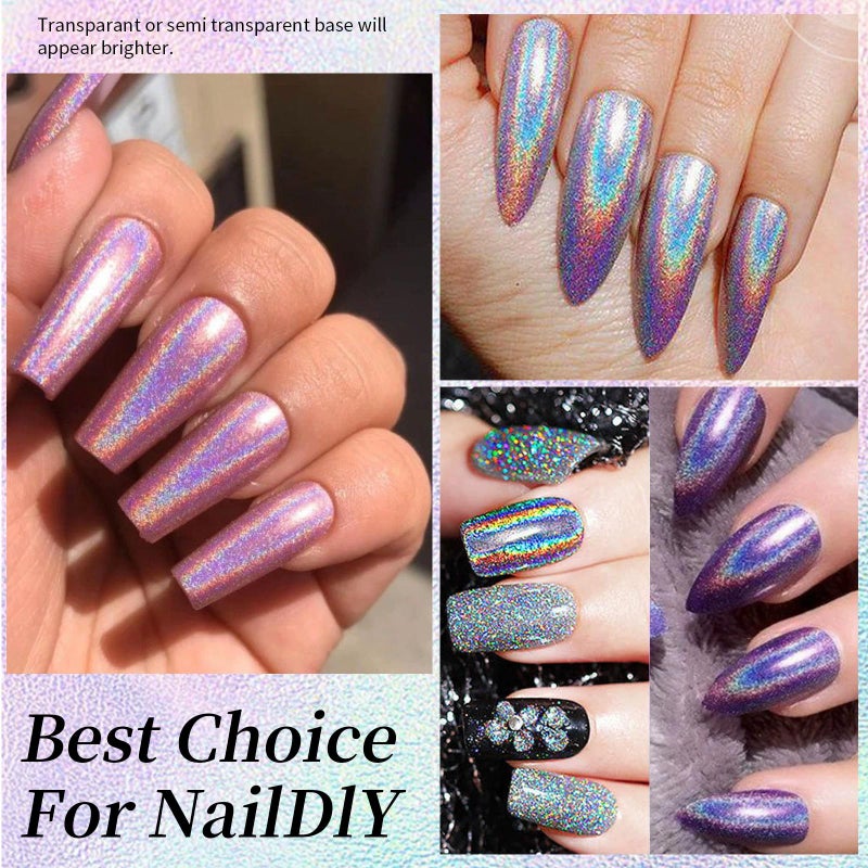 Laser sequin nail polish glue  purple - Image 2