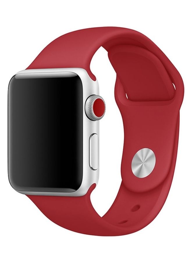 NIBEMINENT Solid Replacement Band For Apple Watch Wine Red - Image 2