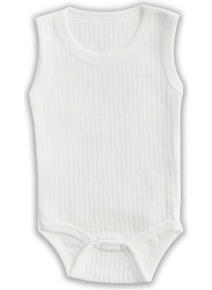 Novibaby Ribana Baby Athlete Bodysuit with Report Snaps White 100% Cotton - Ribana Baby Bodysuit