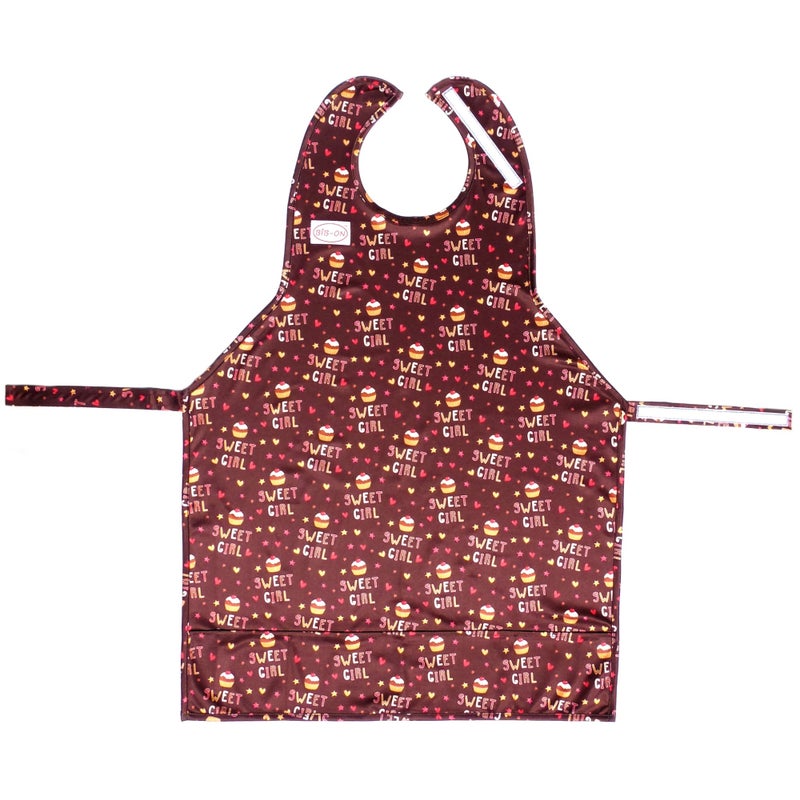 BIB-ON XL, Full-Coverage Bib and Apron Combination for Toddler, Kids Ages 3 and Up. (Sweet Girl Cupcake) - Image 1