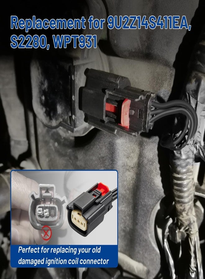 أنينا مجموعة أسلاك توصيل ملفات الإشعال من أنينا (4 قطع) 9U2Z14S411EA لسيارات فورد V6 وV8، بما في ذلك فورد إيدج، فيوجن، F150، F350، F250، سوبر ديوتي، إكسبلورر، لينكولن MKS، MKT، MKX - Image 3