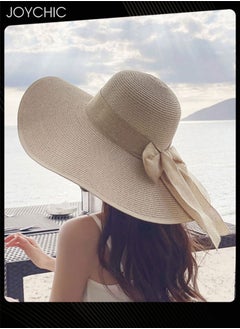 Joychic Trendy Travel Straw Hat for Women Summer Wide Brim Sun Protection Hat Lightweight Foldable Outdoor Beach Sun Hat  - Image 4