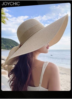 Joychic Trendy Travel Straw Hat for Women Summer Wide Brim Sun Protection Hat Lightweight Foldable Outdoor Beach Sun Hat  - Image 1