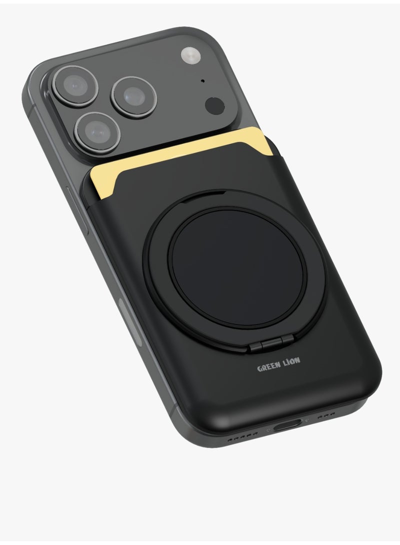 GREEN LION W4-Magsafe Wallet Card Holder / Magsafe Compatible / Strong Magnet / Built-In Kickstand / Quick Attach & Detach / Slim Design / Card Slot  - Black - Image 1