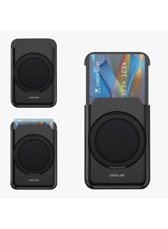 GREEN LION W4-Magsafe Wallet Card Holder / Magsafe Compatible / Strong Magnet / Built-In Kickstand / Quick Attach & Detach / Slim Design / Card Slot  - Black - Image 4