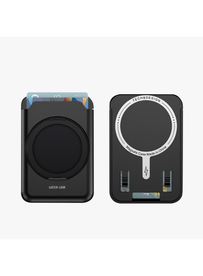 GREEN LION W4-Magsafe Wallet Card Holder / Magsafe Compatible / Strong Magnet / Built-In Kickstand / Quick Attach & Detach / Slim Design / Card Slot  - Black - Image 5