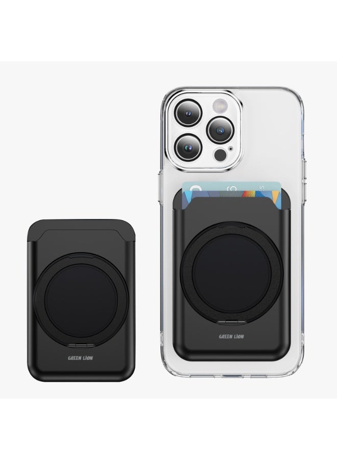 GREEN LION W4-Magsafe Wallet Card Holder / Magsafe Compatible / Strong Magnet / Built-In Kickstand / Quick Attach & Detach / Slim Design / Card Slot  - Black - Image 3