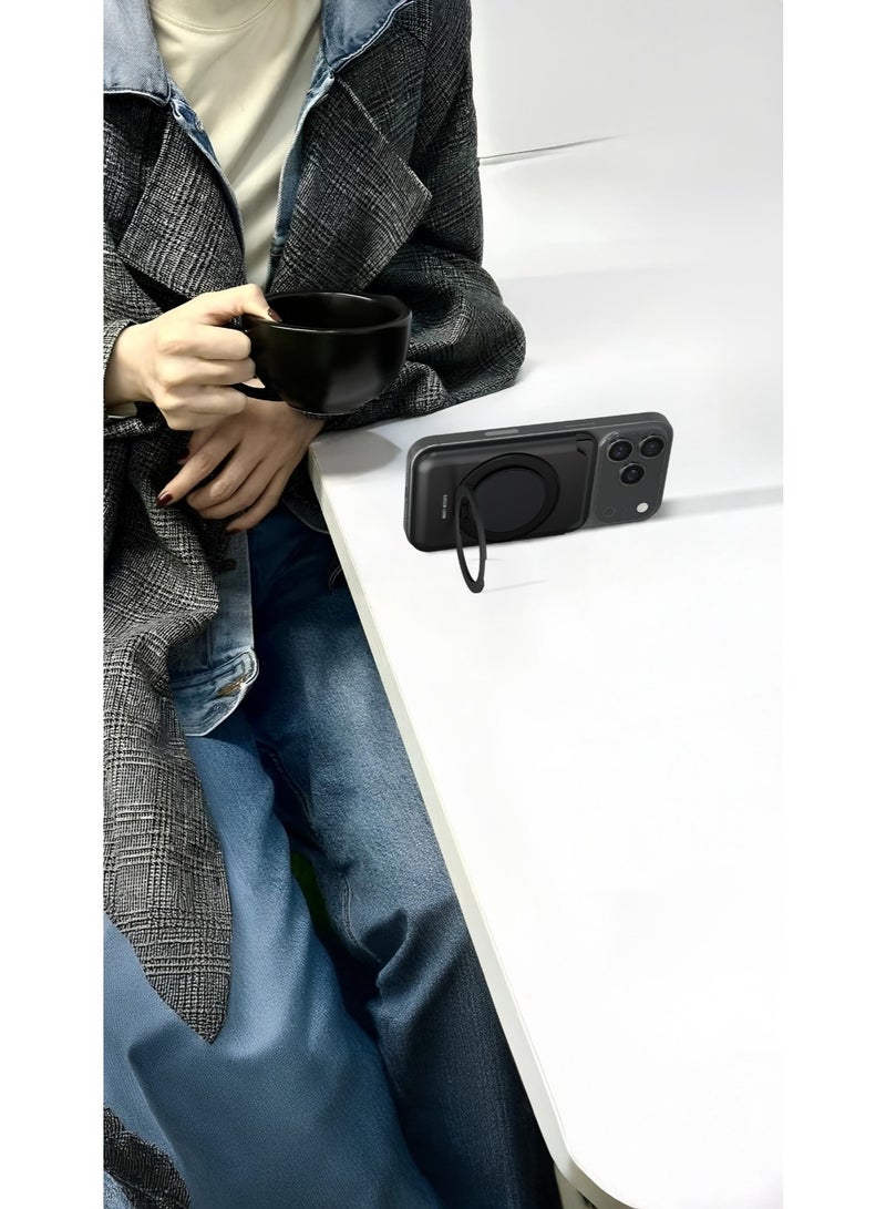 GREEN LION W4-Magsafe Wallet Card Holder / Magsafe Compatible / Strong Magnet / Built-In Kickstand / Quick Attach & Detach / Slim Design / Card Slot  - Black - Image 2