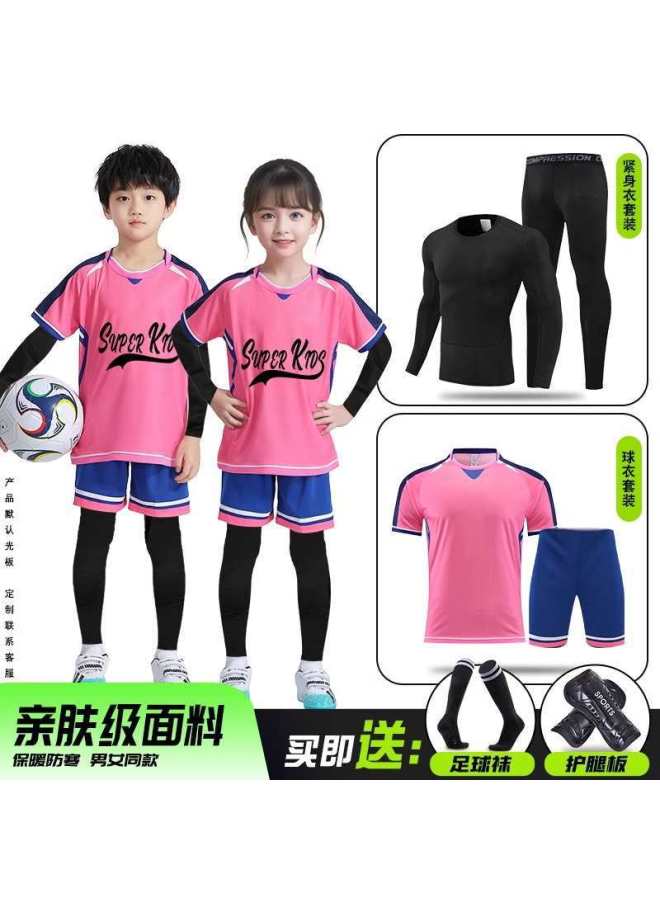 Autumn And Winter Children's Football Uniform Set Team Uniform Custom Printing Boys And Girls Primary School Students Competition Training Uniform Football