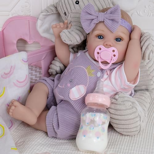 Milidool Lifelike Reborn Baby Dolls Girl18 inch Realistic Newborn Baby Dolls Soft Cloth Weighted Body with Feeding Toy Gift for Kids Ages 3 - Image 1