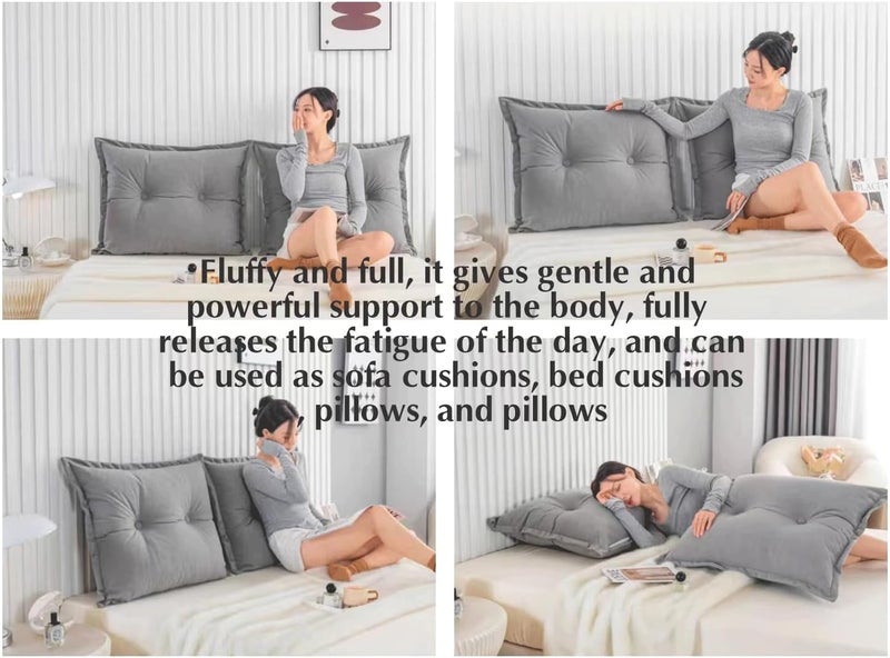 Solid Color Large Headboard Cushion Pregnancy Pillow Triangular Combination Pillow for Bedroom Playroom Headboard Decorative,Color:Yellow - Image 3