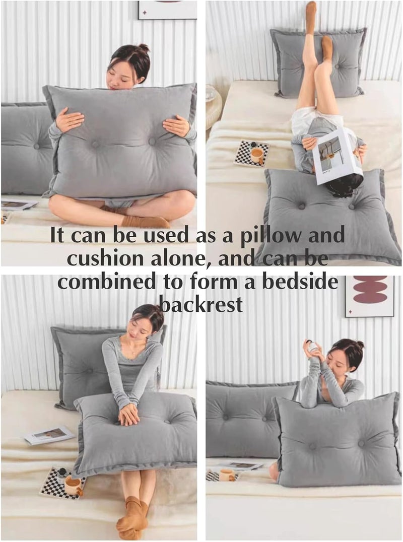 Solid Color Large Headboard Cushion Pregnancy Pillow Triangular Combination Pillow for Bedroom Playroom Headboard Decorative,Color:Yellow - Image 4