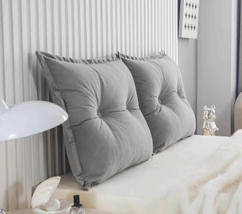 Solid Color Large Headboard Cushion Pregnancy Pillow Triangular Combination Pillow for Bedroom Playroom Headboard Decorative,Color:Yellow - Image 1