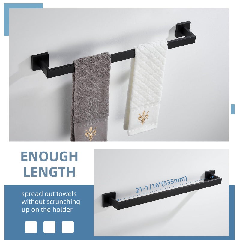 Angle Simple Bath Towel Bar 23.74", Angle Simple Stainless Steel Bathroom Towel Holder, Shower Towel Rod, Single Towel Hanger Bar, Clothing Towel Rack for Wall, Matte Black - Image 5