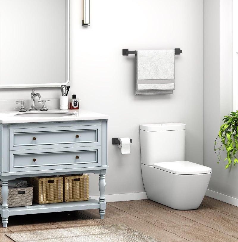 Angle Simple Bath Towel Bar 23.74", Angle Simple Stainless Steel Bathroom Towel Holder, Shower Towel Rod, Single Towel Hanger Bar, Clothing Towel Rack for Wall, Matte Black - Image 2